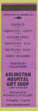 Matchbook Cover - Arlington Hospital Gift Shop Arlington VA purple