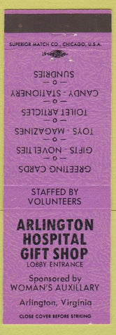 Matchbook Cover - Arlington Hospital Gift Shop Arlington VA purple