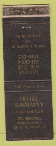 Matchbook Cover - Hotel Kaufman Zelienople PA WORN