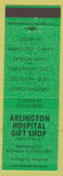 Matchbook Cover - Arlington Hospital Gift Shop Arlington VA green