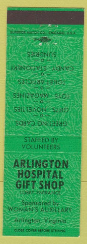 Matchbook Cover - Arlington Hospital Gift Shop Arlington VA green