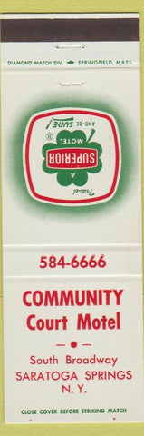 Matchbook Cover - Community Court Motel Saratoga Springs NY