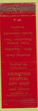 Matchbook Cover - Arlington Hospital Gift Shop Arlington VA red WORN