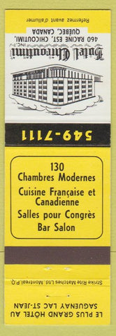 Matchbook Cover - Hotel Chicoutimi QC #1