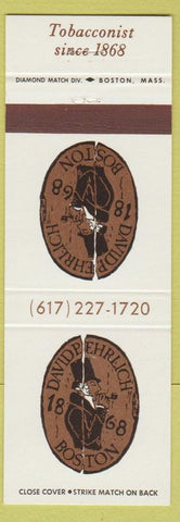 Matchbook Cover - David Ehrlich Tobacco Boston MA Cambridge Lincoln RI #1