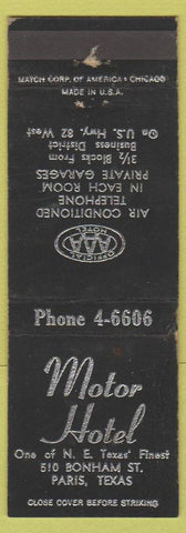 Matchbook Cover - Motor Hotel Paris TX