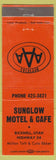 Matchbook Cover - Sunglow Motel Cafe Bicknell UT