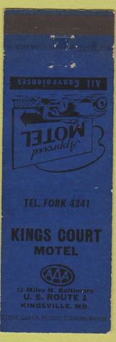 Matchbook Cover - Kings Court Motel Kingsville MD blue