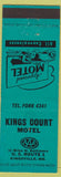 Matchbook Cover - Kings Court Motel Kingsville MD teal