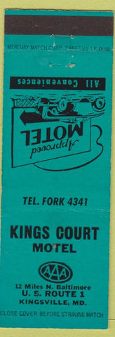 Matchbook Cover - Kings Court Motel Kingsville MD teal