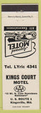 Matchbook Cover - Kings Court Motel Kingsville MD white