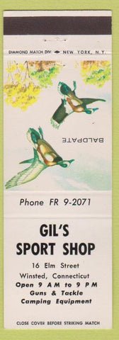 Matchbook Cover - Gil's Sport Shop Winsted CT Baldpate