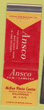 Matchbook Cover - Ansco Film Cameras McKEe Photo Willowdale Toronto ON