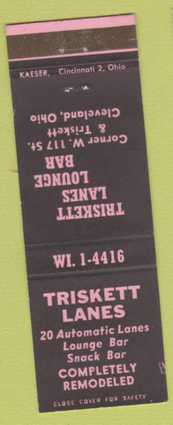 Matchbook Cover - Triskett Lanes bowling Cleveland OH hot pink