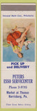 Matchbook Cover - Peters Esso oil gas Harrisburg PA pinup