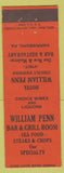 Matchbook Cover - William Penn Bar Grill Harrisburg PA Hotel Federal