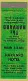 Matchbook Cover - Harvard Motel Denver Colorado Colfax green WEAR