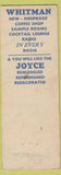 Matchbook Cover - Hotel Whitman Joyce Pueblo Colorado Springs