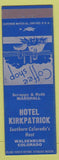 Matchbook Cover - Hotel Kirkpatrick Walsenburg Colorado blue