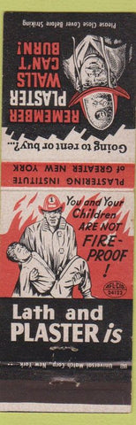 Matchbook Cover - Lath and Plaster Fire Prevention Plastering Institute NYC