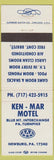 Matchbook Cover - Ken Mar Motel Newburg PA