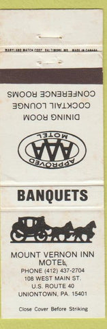 Matchbook Cover - Mount Vernon Inn Motel Uniontown PA WEAr