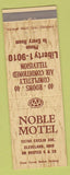Matchbook Cover - Noble Motel Cleveland OH