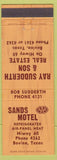 Matchbook Cover - Sands Motel Sudderth Real Estate Bovina TX
