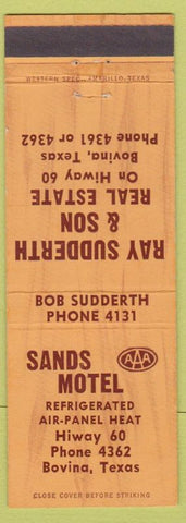 Matchbook Cover - Sands Motel Sudderth Real Estate Bovina TX