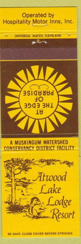 Matchbook Cover - Atwood Lake Lodge Resort Delroy OH yellow brown