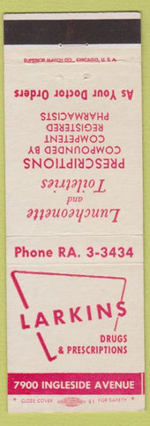 Matchbook Cover - Larkins Drugs Chicago IL