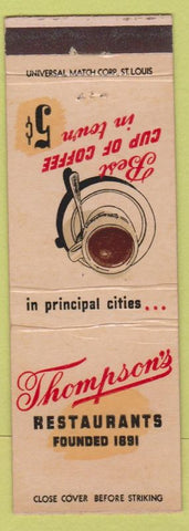 Matchbook Cover - Thompson's Restaurants Coffee CHAIN