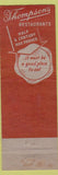 Matchbook Cover - Thompson's Restaurants Coffee CHAIN