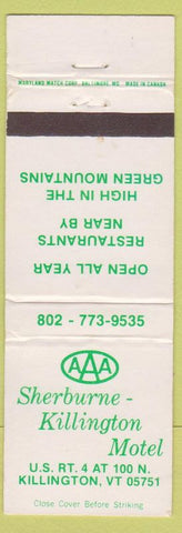 Matchbook Cover - Sherburne Killington Motel Killington VT