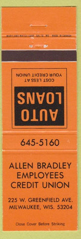 Matchbook Cover - Allen Bradley Credit Union Milwaukee WI