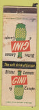 Matchbook Cover - Gini Bitter Lemon Soda Soft Drink POOR