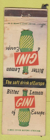 Matchbook Cover - Gini Bitter Lemon Soda Soft Drink POOR