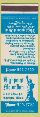 Matchbook Cover - Highpoint Motor Inn Chicopee MA Statue of Liberty