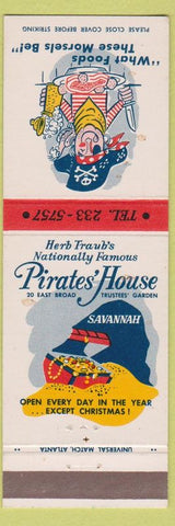 Matchbook Cover - Pirate's House Savannah GA Herb Traub's