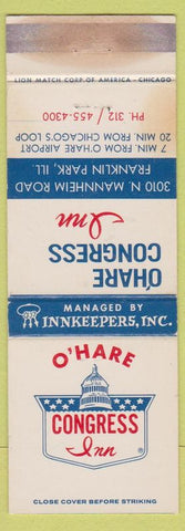 Matchbook Cover - O'Hare Congress Inn Franklin Park IL Chicago WORN