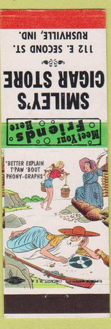 Matchbook Cover - Smiley's Cigar Store Rushville IN hillbilly Phony Graphs