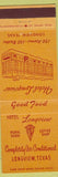 Matchbook Cover - Hotel Longview Longview TX