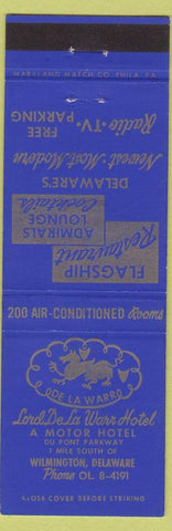Matchbook Cover - Lord De LA Warr Hotel Wilmington DE
