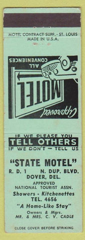 Matchbook Cover - State Motel Dover DE