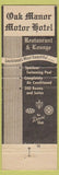 Matchbook Cover - Oak Manor Motor Hotel Baton Rouge LA