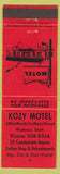 Matchbook Cover - Kozy Motel  Wadena SK red