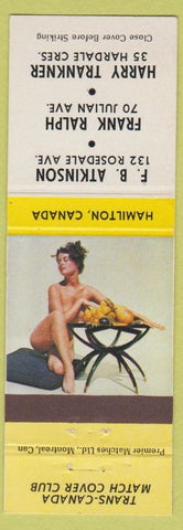 Matchbook Cover - Trans Canada Match Club Hamilton ON pinup yellow band