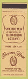 Matchbook Cover - Governor House New Orleans LA