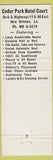 Matchbook Cover - Cedar Park Hotel Court New Orleans LA