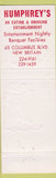 Matchbook Cover - Humphrey's Restaurant New Britain CT Christmas